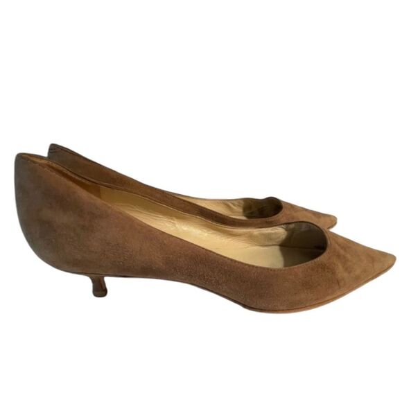 Jimmy Choo Brown Suede Heels with Pointed Toe - Picture 4 of 6